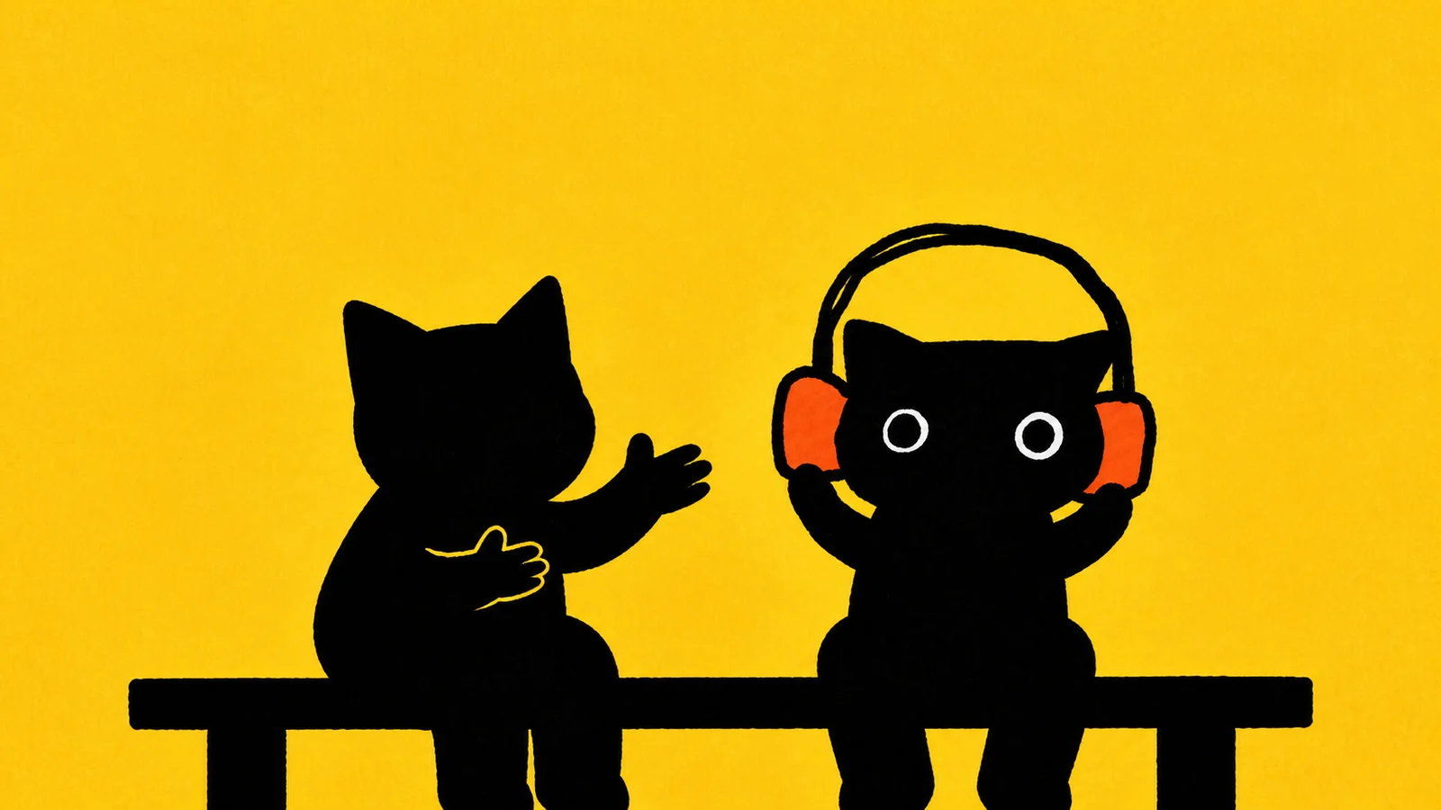 Two cats on a bench